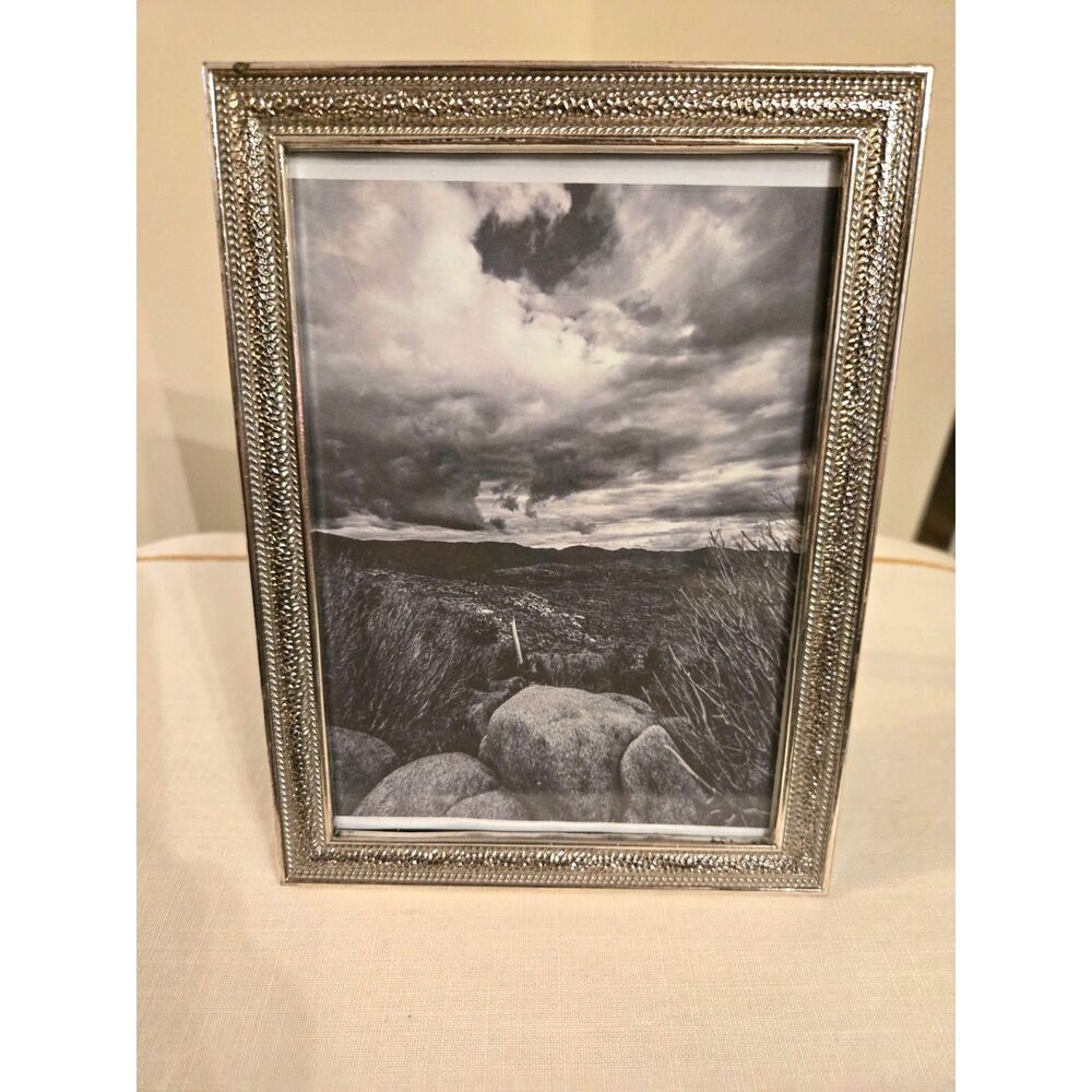 Vintage Hammered Edge Frame Showing Some Wear (Silver Plated?)